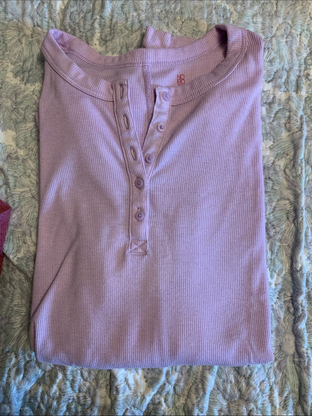 NOBO Lavender Ribbed Henley Long Sleeve Top